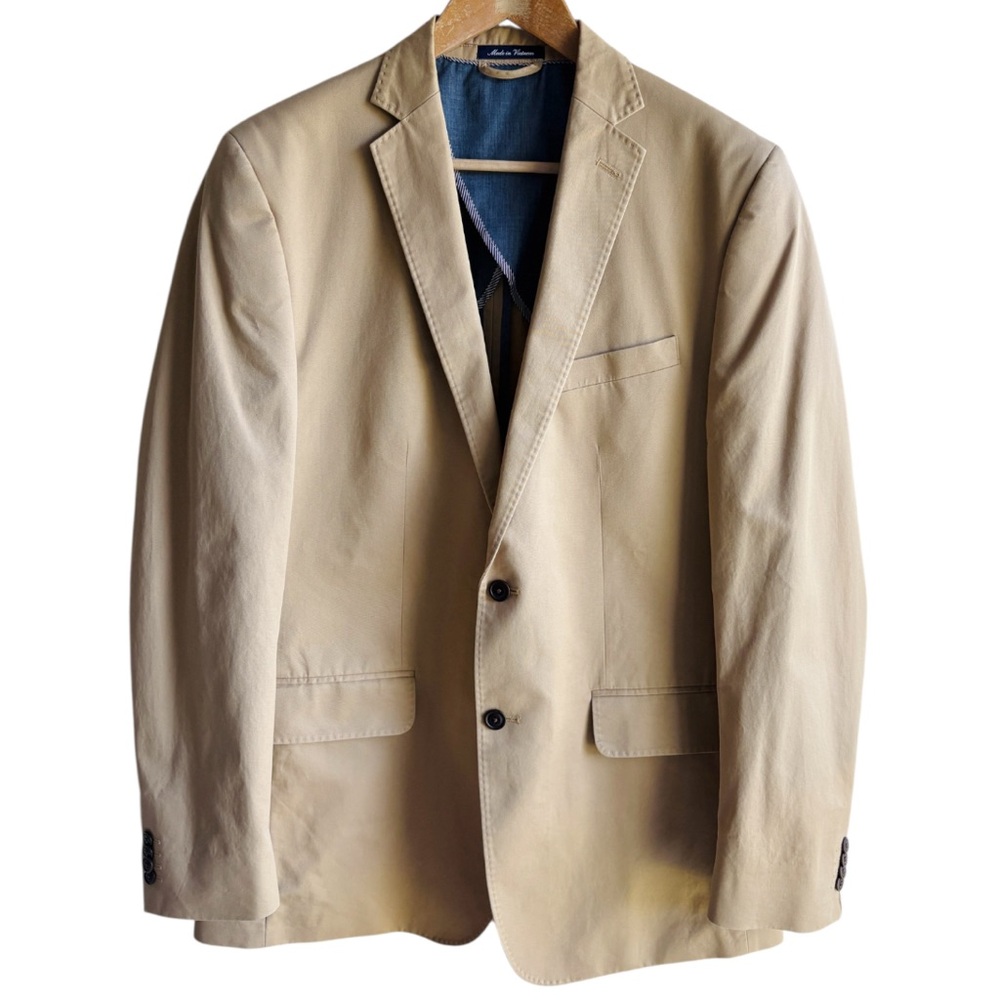 Land’s End Mens Khaki Blazer Sport Coat Traditional Fit Size 42L 2 Button